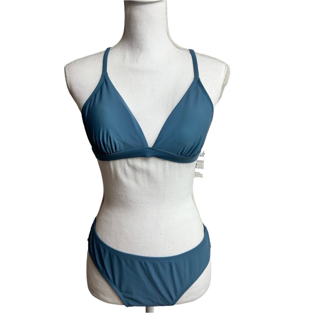 CUPSHE WOMEN TWO PIECE BLUE SWIMSUIT BRAND NEW WITH TAGS SIZE MEDIUM BRAND NEW